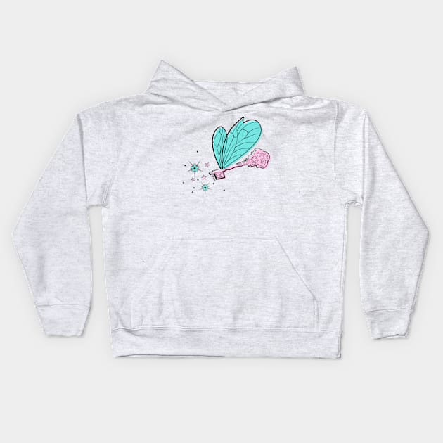 Flying key Kids Hoodie by ruthparkart